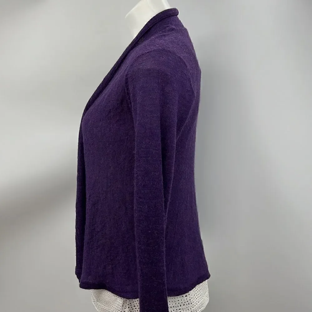 Eileen Fisher 100% baby alpaca XS purple lightweight cardigan
